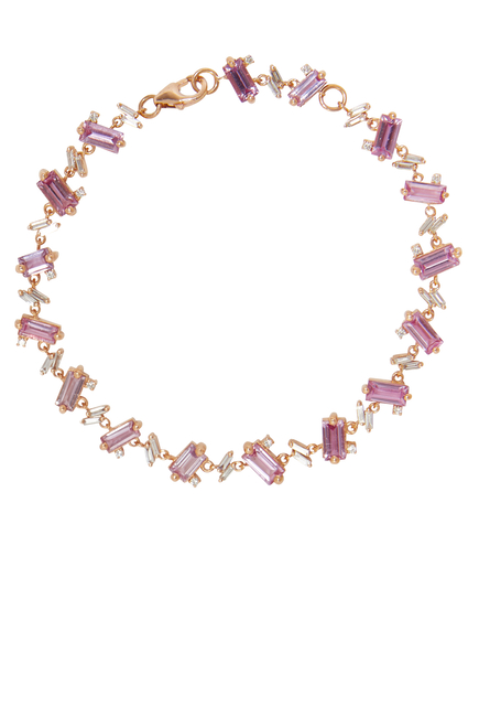 One of A Kind Pink Sapphire and Diamond Bracelet